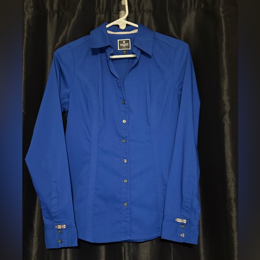 Express Women's Cobalt Blue Button-Down Blouse